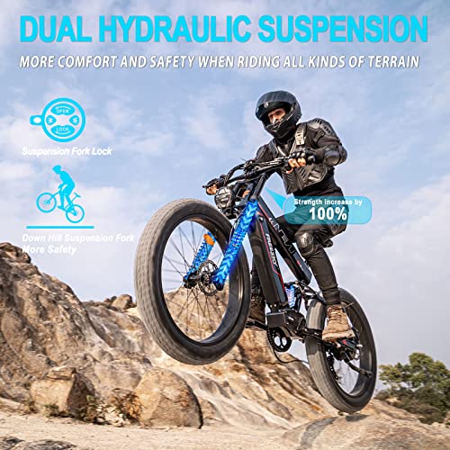FREESKY Electric Bike for Adults, 1000W BAFANG Motor Dual Battery 26”Fat Tire