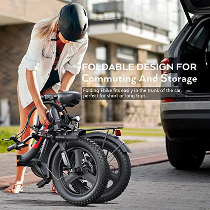 Gopina Electric Bike, 16" x 3.0 Fat Tire Electric Bike for Adults