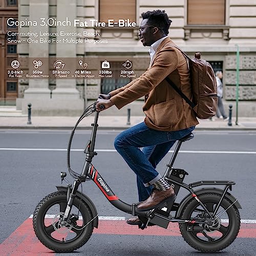 Gopina Electric Bike, 16" x 3.0 Fat Tire Electric Bike for Adults