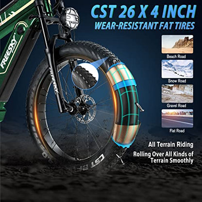 FREESKY Electric Bike for Adults, 1000W BAFANG Motor Dual Battery 26”Fat Tire