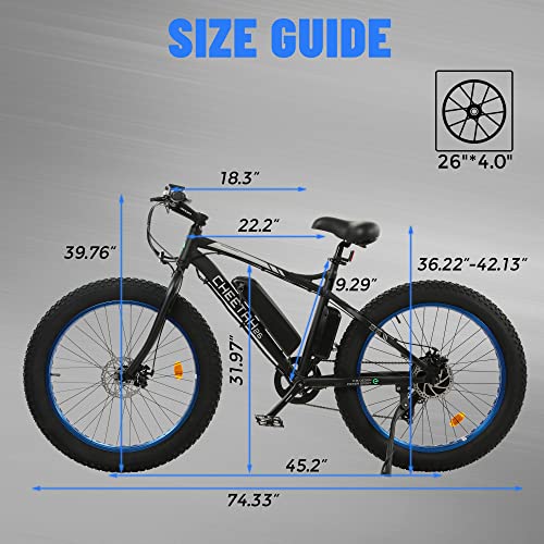 ECOTRIC Cheetah Electric Bike 26" X 4" Fat Tire Bicycle 500W 36V 12.5AH Battery