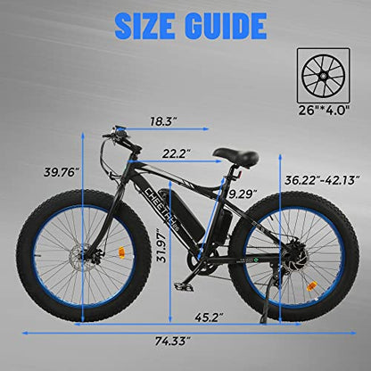 ECOTRIC Cheetah Electric Bike 26" X 4" Fat Tire Bicycle 500W 36V 12.5AH Battery