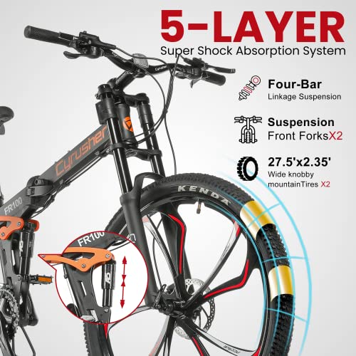 Cyrusher FR100 Moutain Bike 27.5'' All-Terrain Bike for Adults 27-Speed Full Suspension