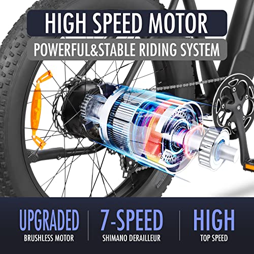DYU Electric Bike for Adult Up to 80 Miles Long Range Mountain E-Bike, 750W 26" Fat Tire