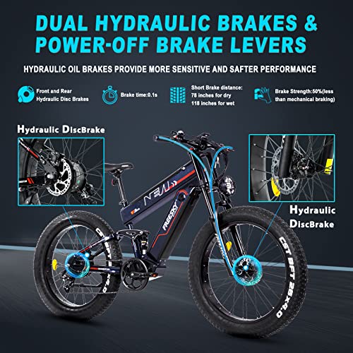FREESKY Electric Bike for Adults, 1000W BAFANG Motor Dual Battery 26”Fat Tire