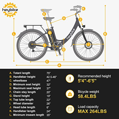 Heybike Cityscape Electric Bike 350W Electric City Cruiser Bicycle Up to 40 Miles