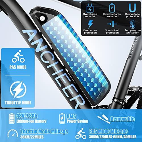 ANCHEER Electric Bike Electric Mountain Bike 500W 26'' Commuter Ebike