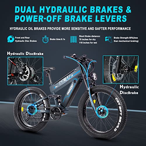 FREESKY Electric Bike for Adults, 1000W BAFANG Motor Dual Battery 26”Fat Tire