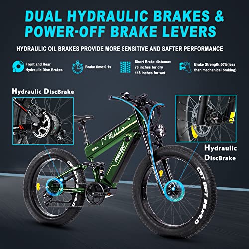 FREESKY Electric Bike for Adults, 1000W BAFANG Motor Dual Battery 26”Fat Tire