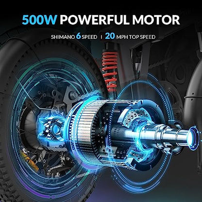 5TH WHEEL Thunder 1FT Electric Bike for Adults, 500W Motor Commuting Electric Bike