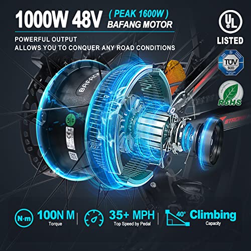 FREESKY Electric Bike for Adults, 1000W BAFANG Motor Dual Battery 26”Fat Tire