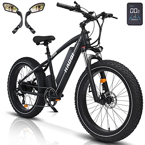 HAOQI Electric Bike for Adults 48V 20AH Removable Cells Battery Black Leopard Pro