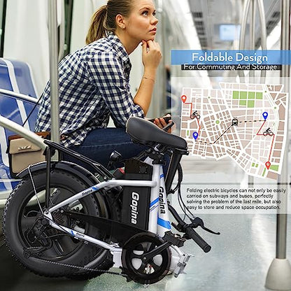 Gopina Electric Bike, 16" x 3.0 Fat Tire Electric Bike for Adults