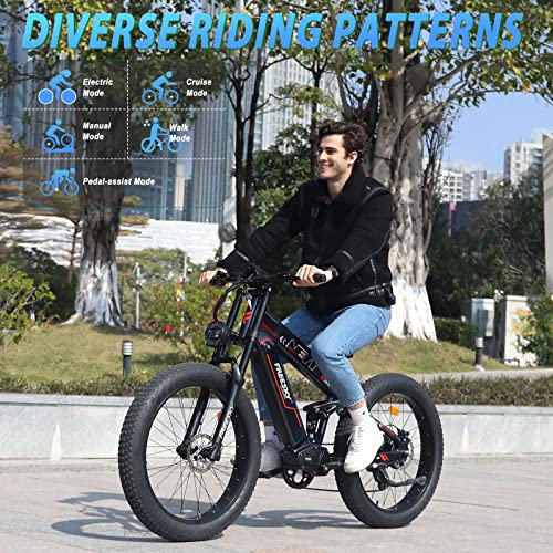FREESKY Electric Bike for Adults, 1000W BAFANG Motor Dual Battery 26”Fat Tire