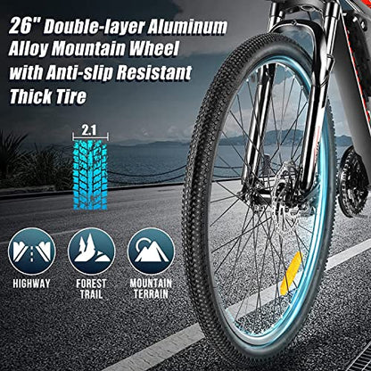 ANCHEER Electric Bike Electric Mountain Bike 500W 26'' Commuter Ebike
